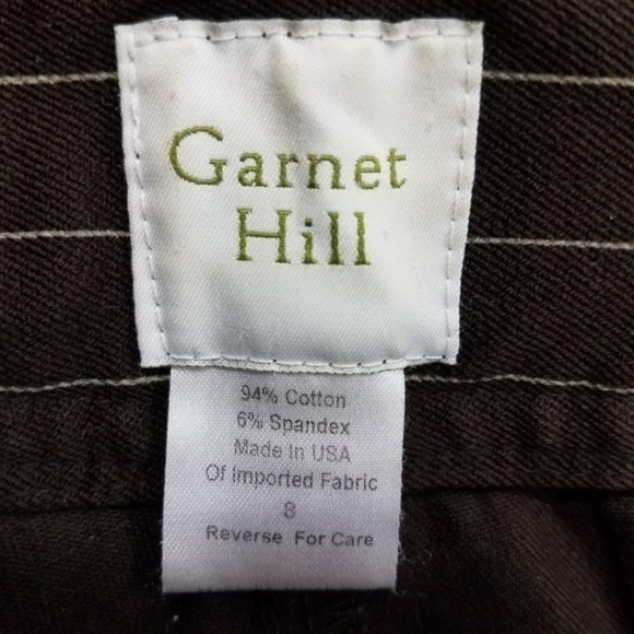 Garnet Hill Trousers 8 Womens Pinstripe Brown Whit - Picture 3 of 5